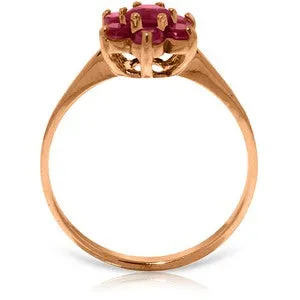14K Solid Rose Gold Ring w/ Natural Rubies