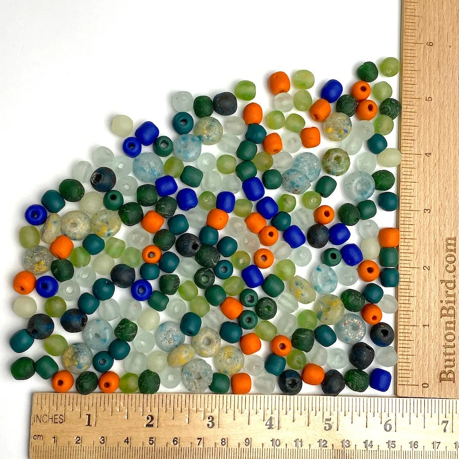 250 Mixed Rustic Recycled Glass African Beads, Various Styles, Colors, Sizes, from Ghana  #GH-828