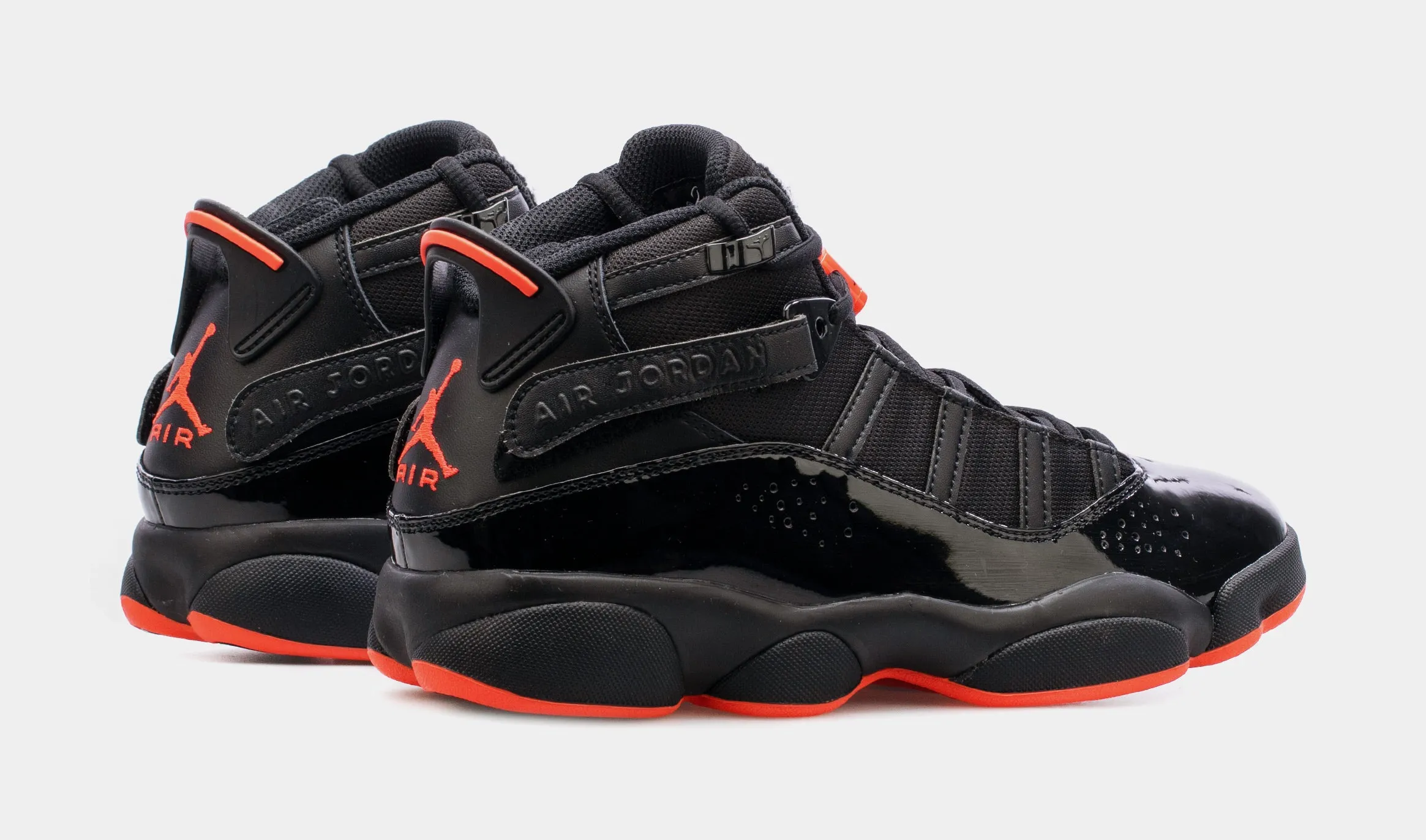 6 Rings Black Infrared Mens Basketball Shoes (Black)