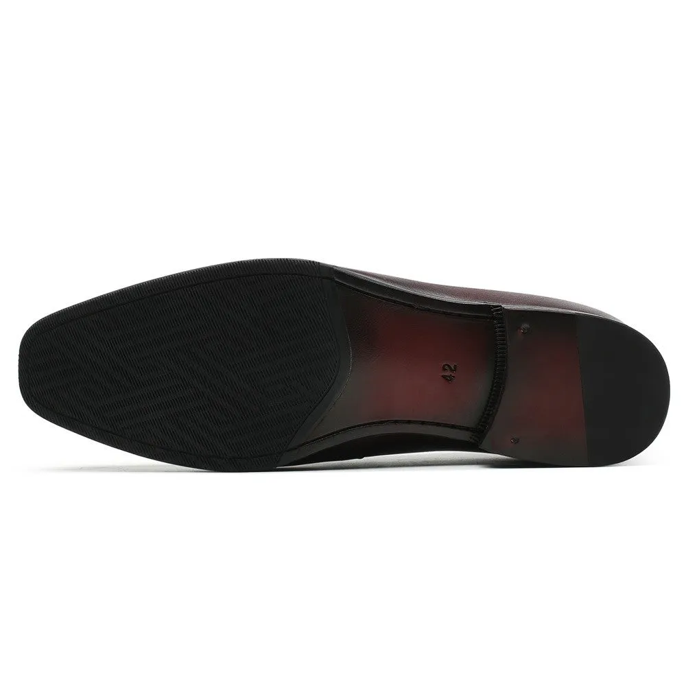 7CM / 2.76 Inches CMR CHAMARIPA  Burgundy Elevated Loafers - Add 2.76 Inches to Your Height