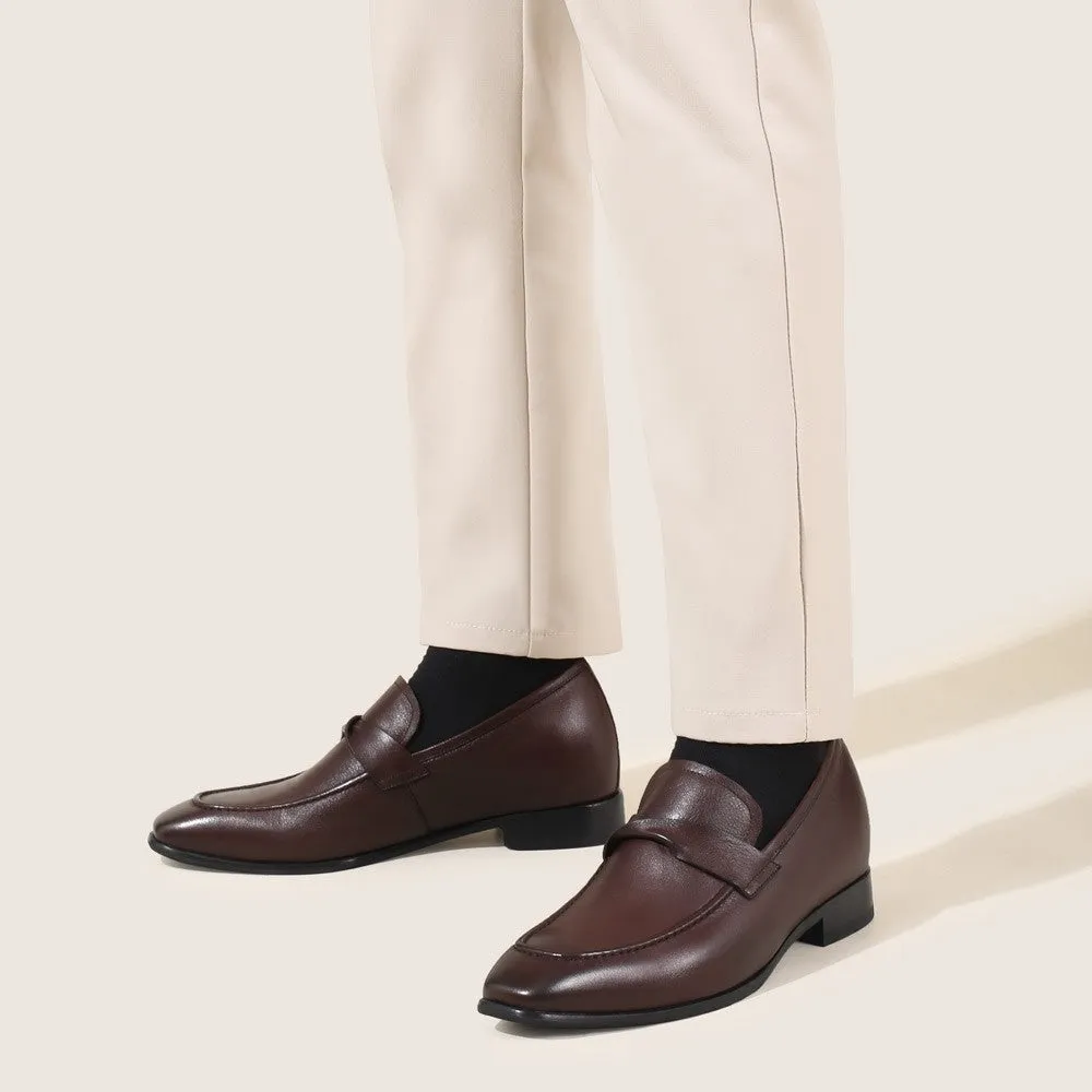 7CM / 2.76 Inches CMR CHAMARIPA  Burgundy Elevated Loafers - Add 2.76 Inches to Your Height