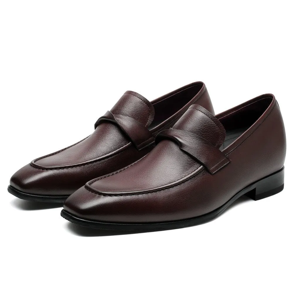 7CM / 2.76 Inches CMR CHAMARIPA  Burgundy Elevated Loafers - Add 2.76 Inches to Your Height