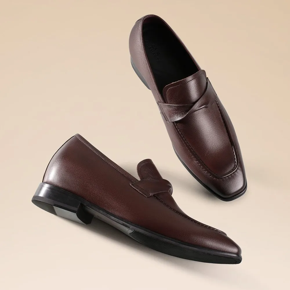 7CM / 2.76 Inches CMR CHAMARIPA  Burgundy Elevated Loafers - Add 2.76 Inches to Your Height