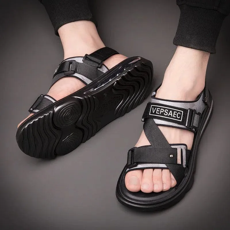 Black Flat Breathable Sandals - KA4611 Men's Casual Shoes