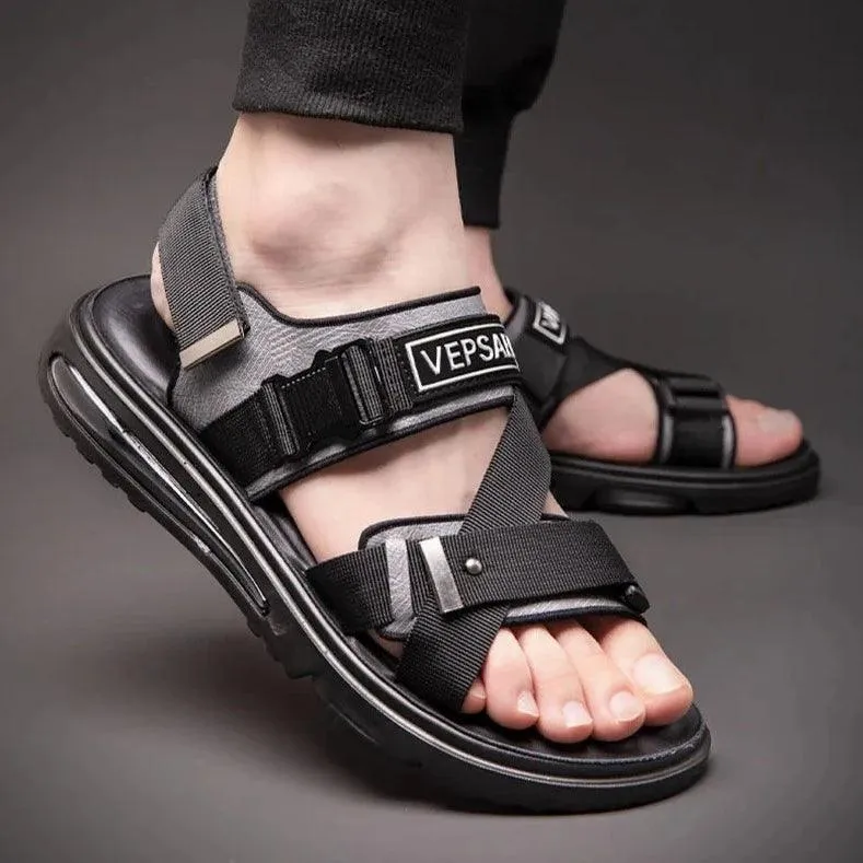 Black Flat Breathable Sandals - KA4611 Men's Casual Shoes