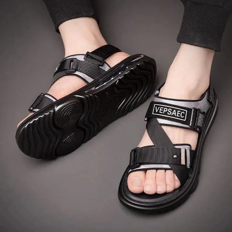 Black Flat Breathable Sandals - KA4611 Men's Casual Shoes