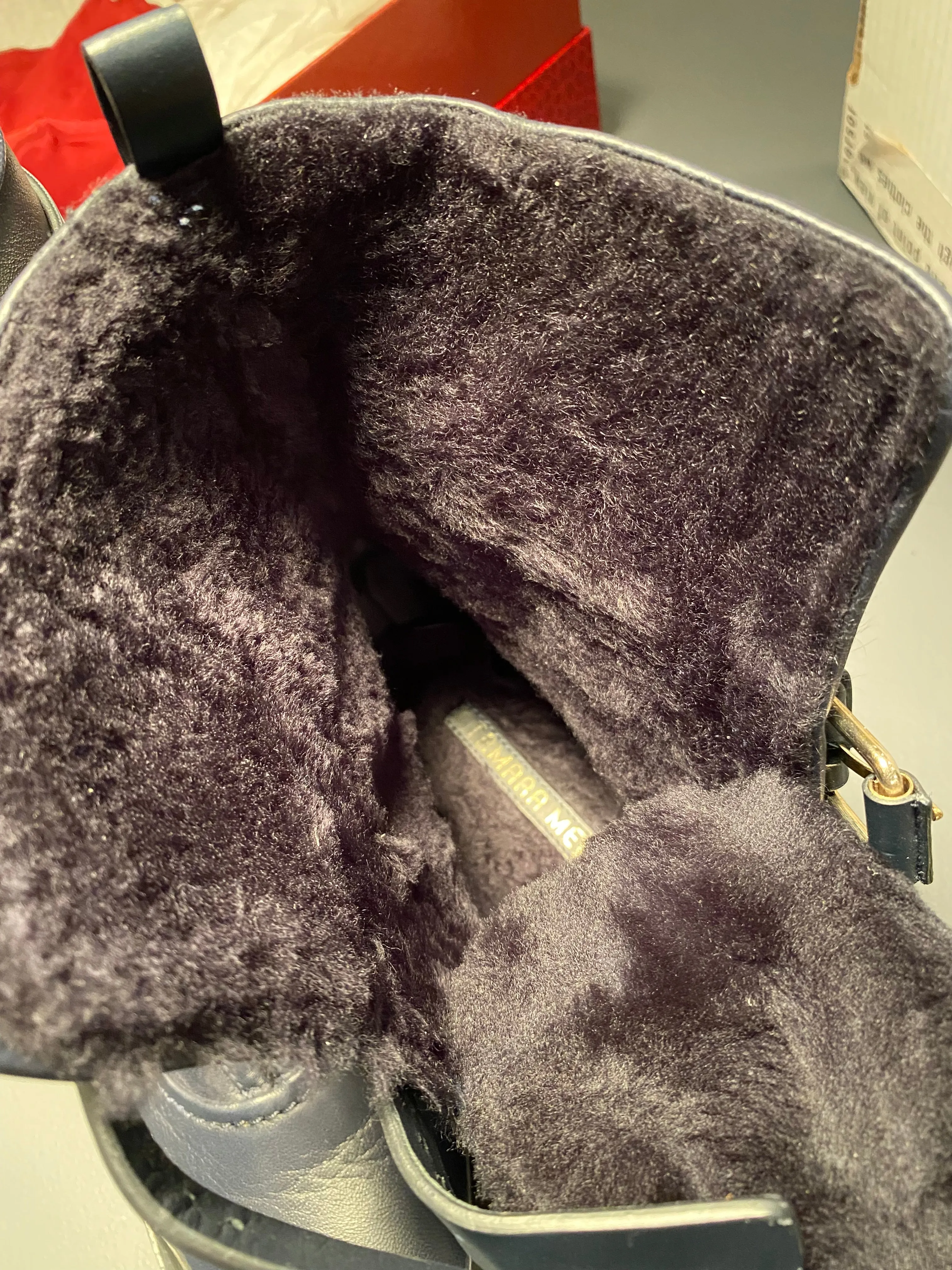 Buckle-Up Shearling Boots - 8.5