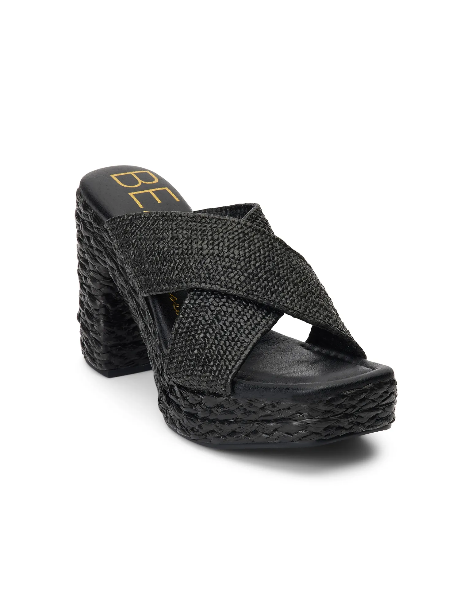 Caravan Raffia Heel in Black
