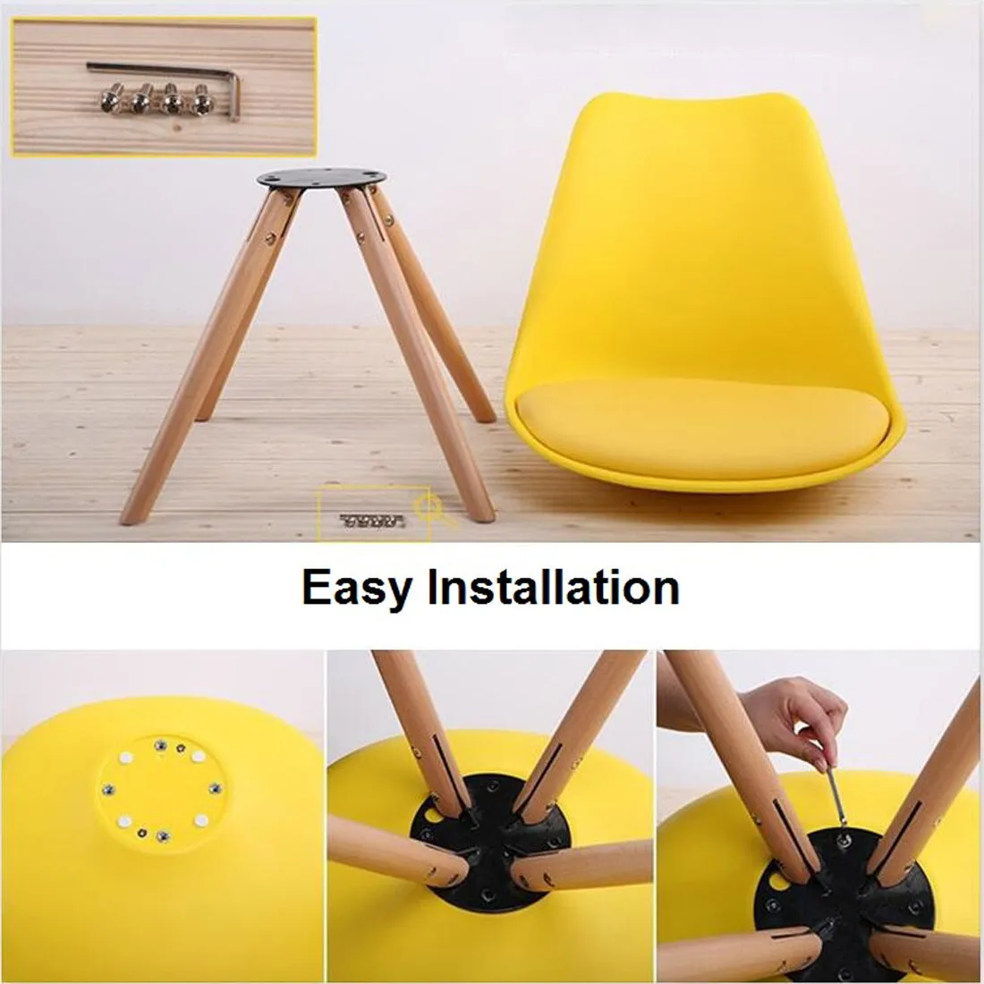 Classic Dining Chair With Cushioned Seat - Yellow