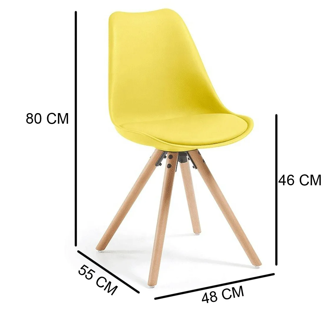 Classic Dining Chair With Cushioned Seat - Yellow
