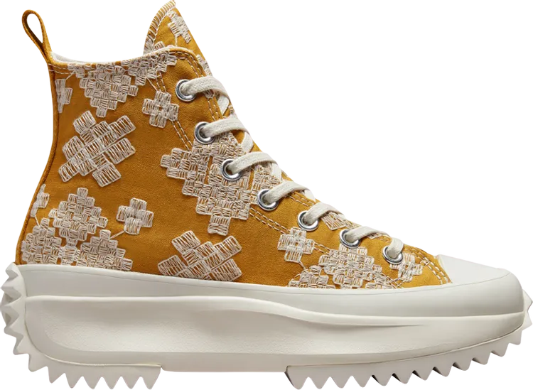 Converse Run Star Hike Platform High Tonal Embroidery Sneakers, Brown