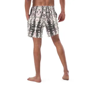 Dark Snake Skin Swim Trunks, Best Designer Premium Luxury Men's Swim Trunks - Made in USA/EU/MX (US Size: 2XS-6XL)