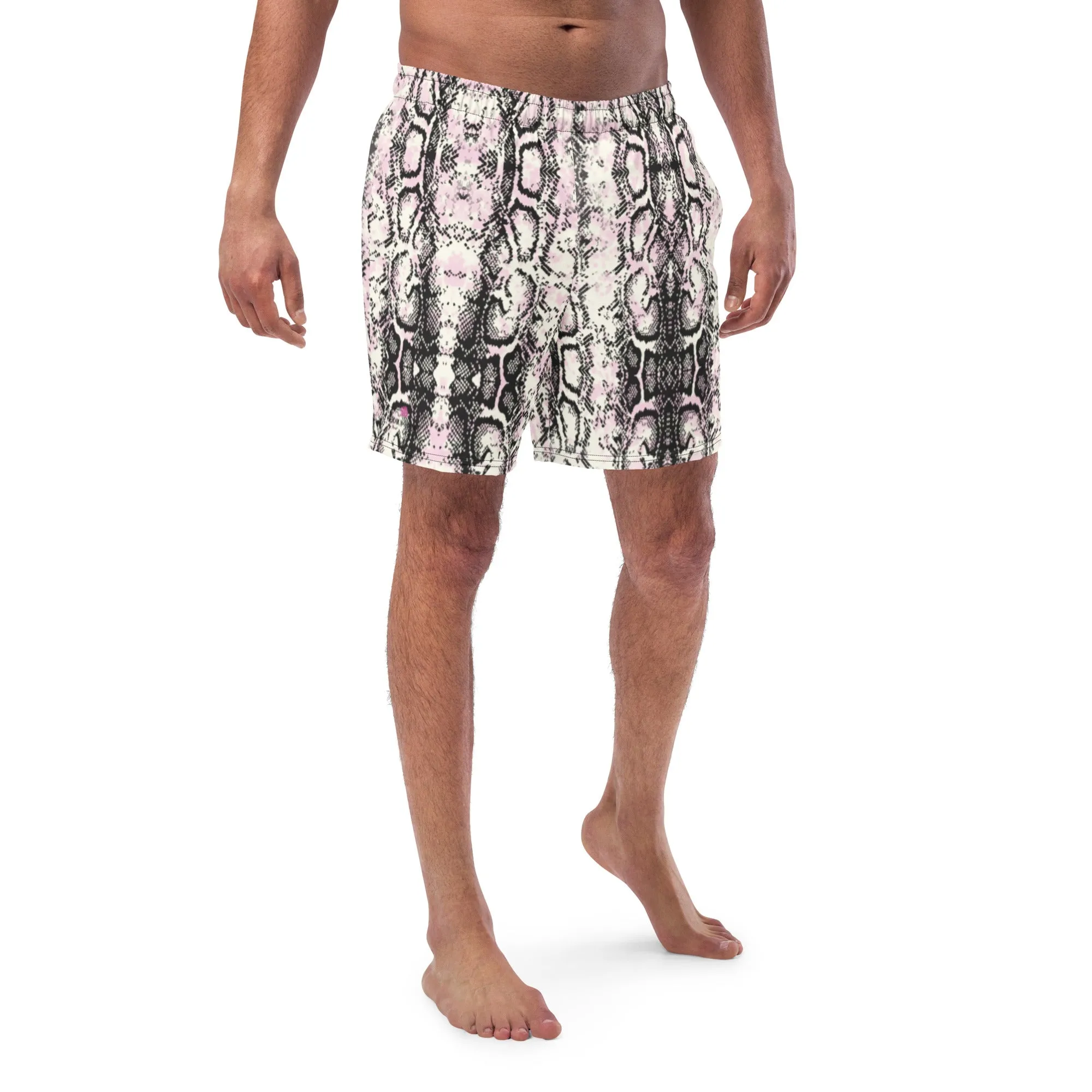 Dark Snake Skin Swim Trunks, Best Designer Premium Luxury Men's Swim Trunks - Made in USA/EU/MX (US Size: 2XS-6XL)