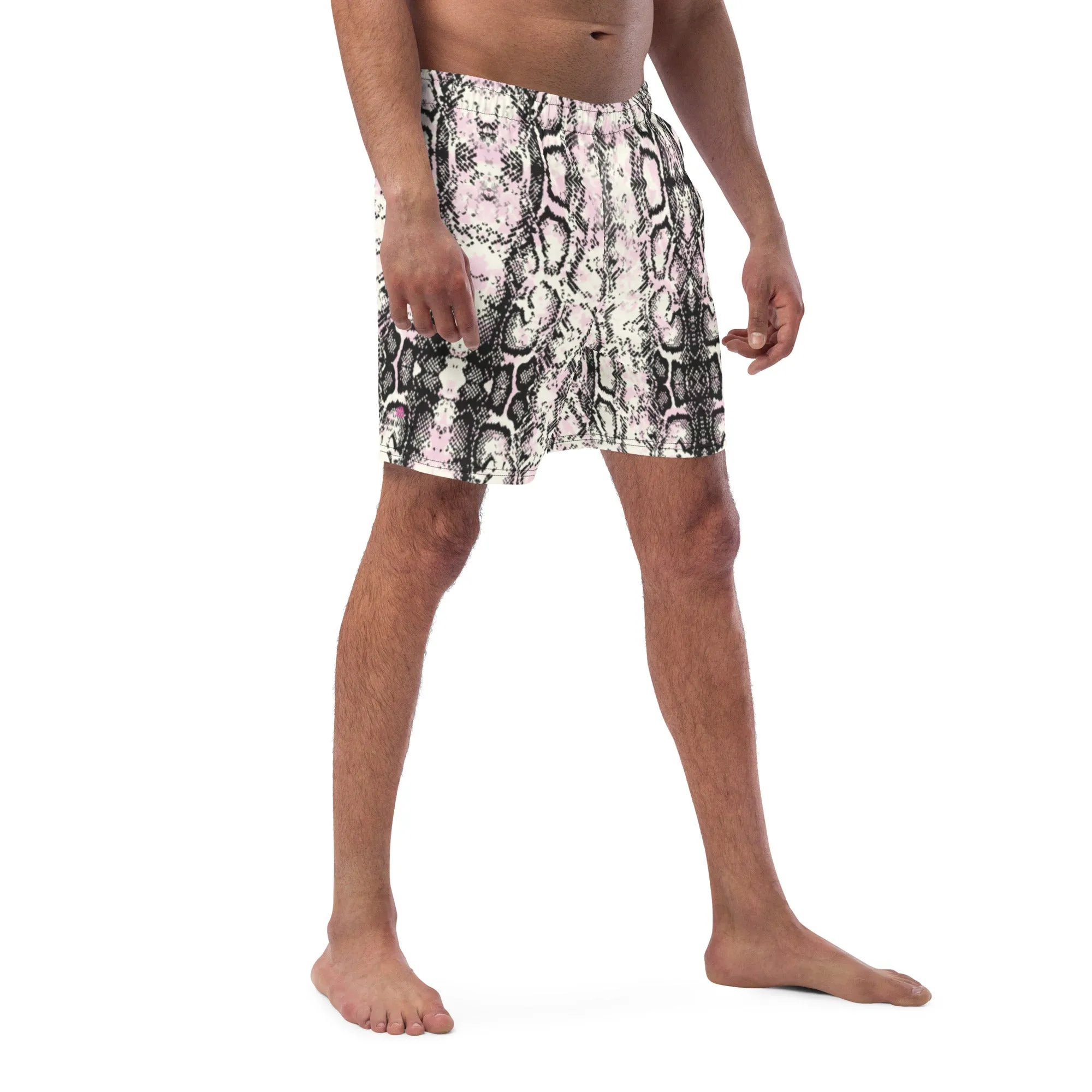 Dark Snake Skin Swim Trunks, Best Designer Premium Luxury Men's Swim Trunks - Made in USA/EU/MX (US Size: 2XS-6XL)