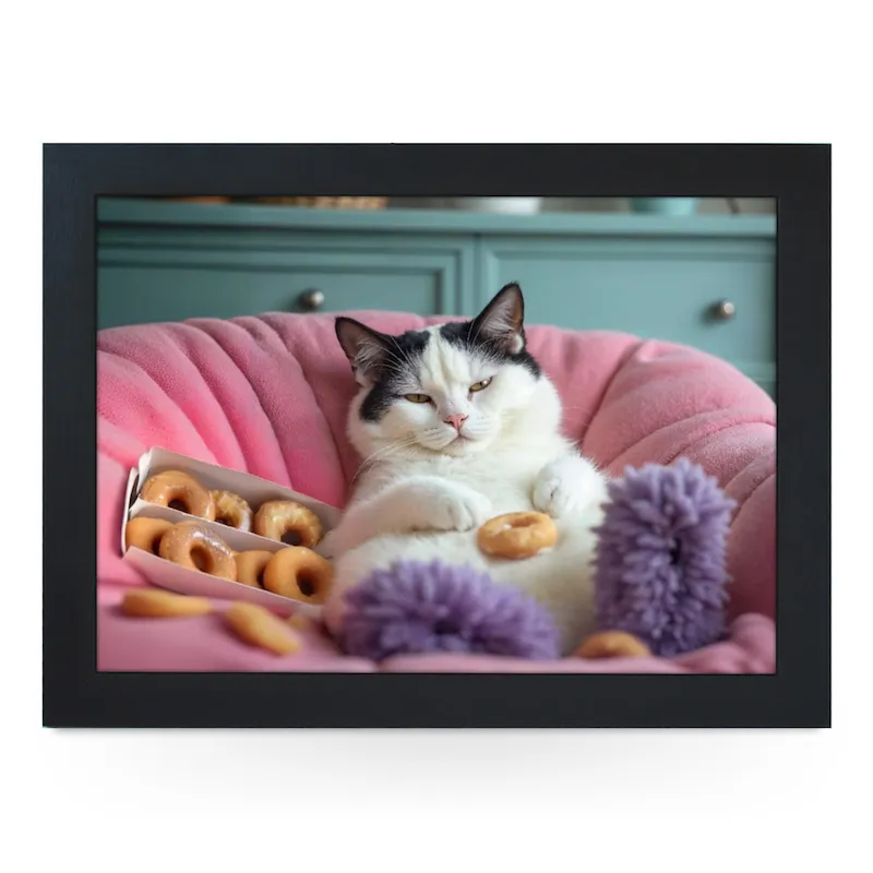 Donuts Cat Cushioned Lap Tray
