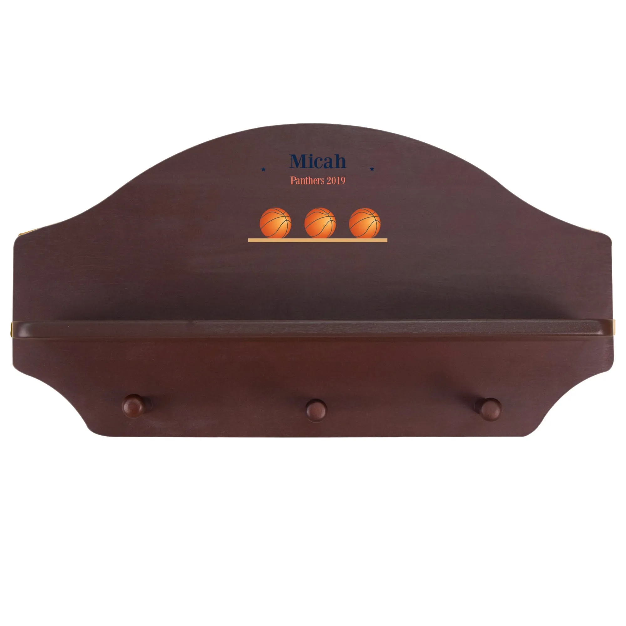 Espresso 3 Peg Wall Shelf - Basketball