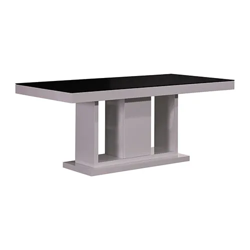 Espresso Dining Table Black Glass & White Painting