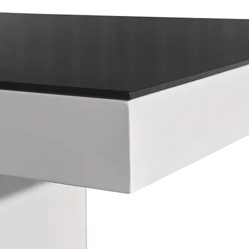 Espresso Dining Table Black Glass & White Painting