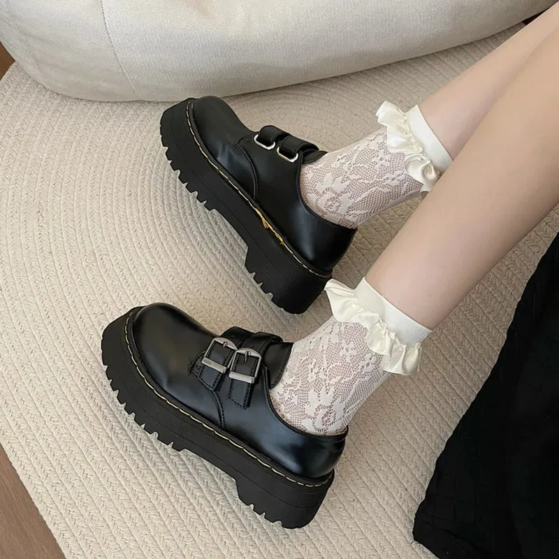 Hnzxzm Shoes Woman Clogs Platform Black Flats Oxfords Round Toe Autumn Female Footwear Casual Sneaker Loafers With Fur British St