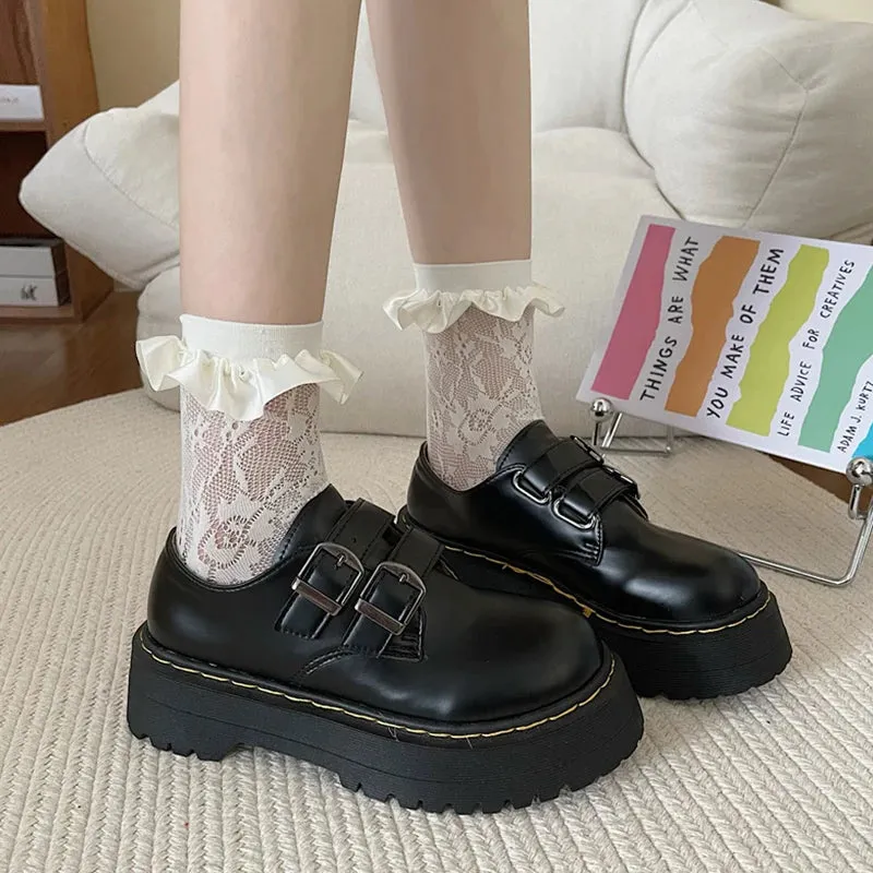 Hnzxzm Shoes Woman Clogs Platform Black Flats Oxfords Round Toe Autumn Female Footwear Casual Sneaker Loafers With Fur British St
