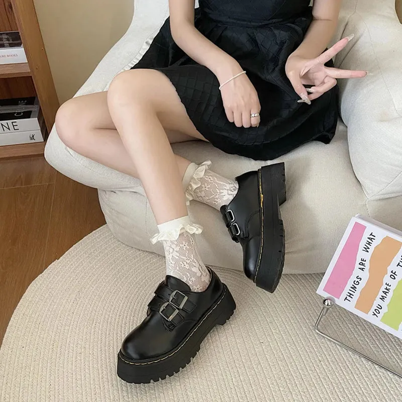 Hnzxzm Shoes Woman Clogs Platform Black Flats Oxfords Round Toe Autumn Female Footwear Casual Sneaker Loafers With Fur British St