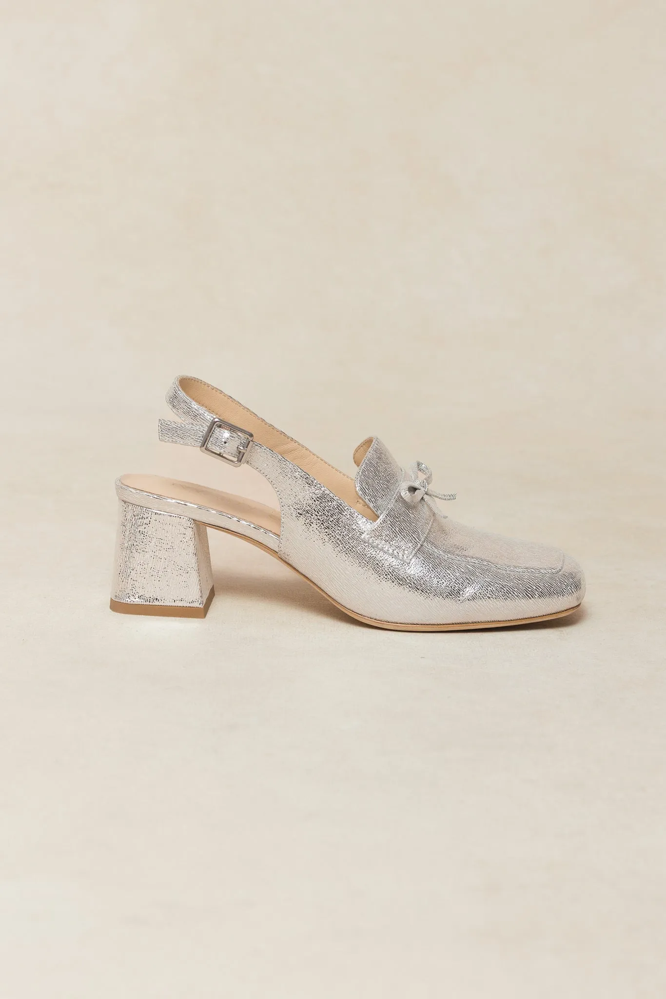 Ivy Bow Loafer in Silver