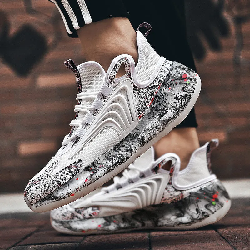 Large size shock-absorbing running breathable tide shoes men's soft bottom basketball sports running shoes