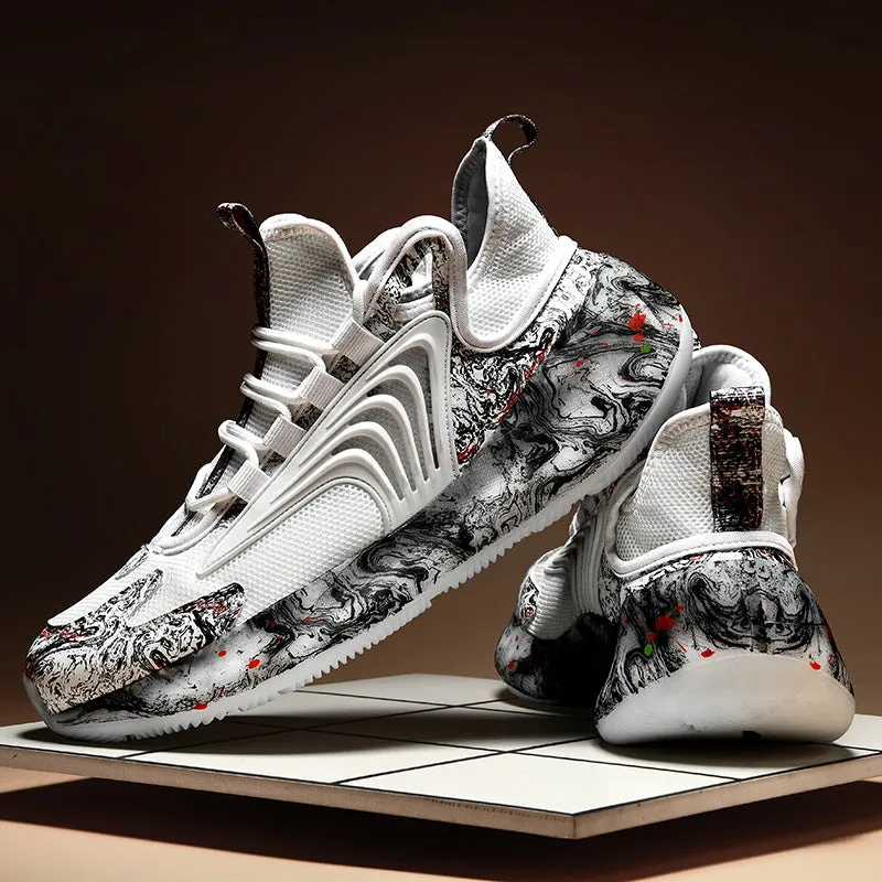 Large size shock-absorbing running breathable tide shoes men's soft bottom basketball sports running shoes