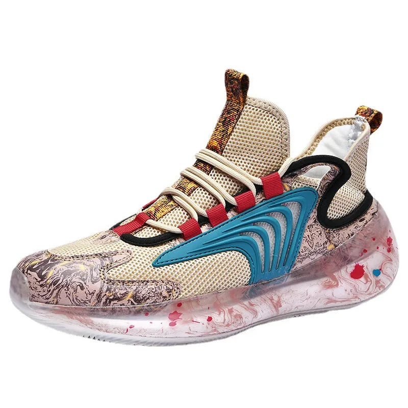 Large size shock-absorbing running breathable tide shoes men's soft bottom basketball sports running shoes