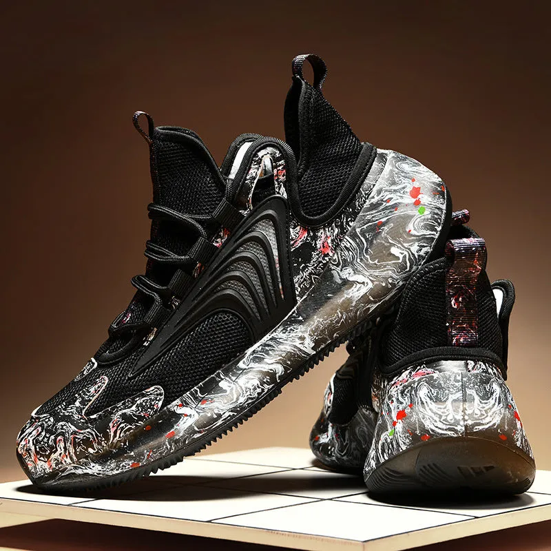 Large size shock-absorbing running breathable tide shoes men's soft bottom basketball sports running shoes
