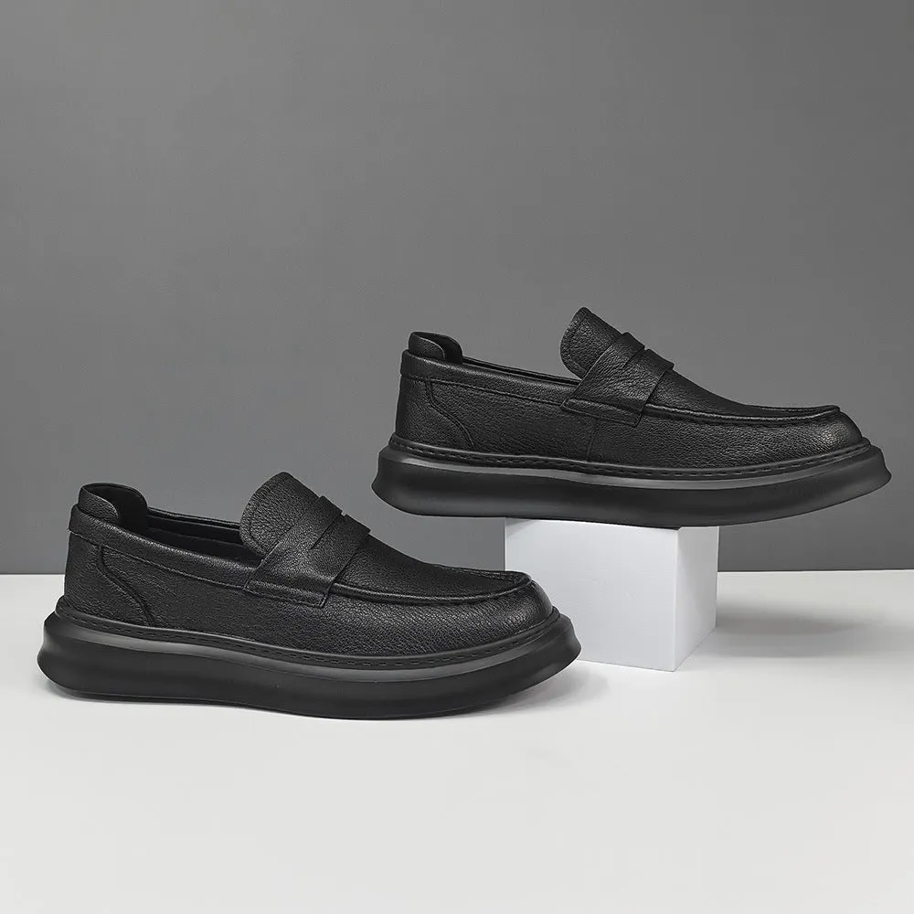 Men Minimalism Solid Soft Leather Casual Loafers