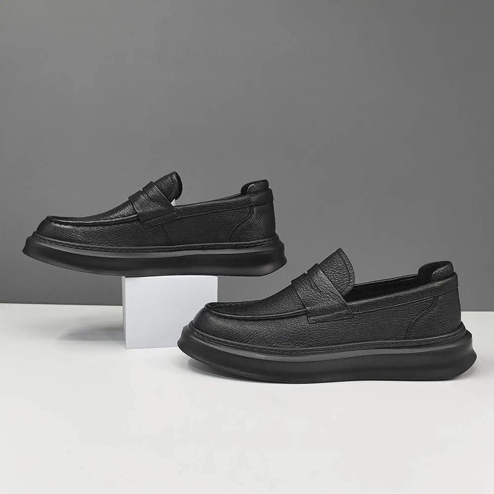 Men Minimalism Solid Soft Leather Casual Loafers