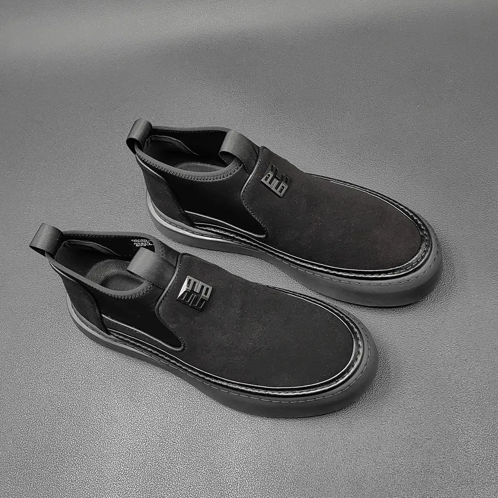 Men Patchwork Leather Retro Flat Ankle Boots