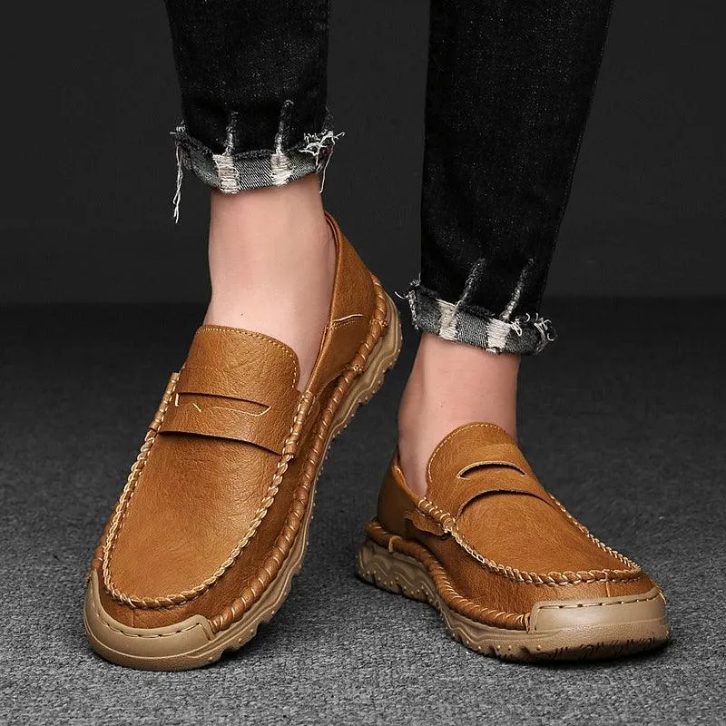 Men's Formal Shoes - Casual Thick-Soled Leather Flat Loafers - TSS198