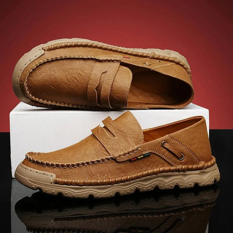 Men's Formal Shoes - Casual Thick-Soled Leather Flat Loafers - TSS198