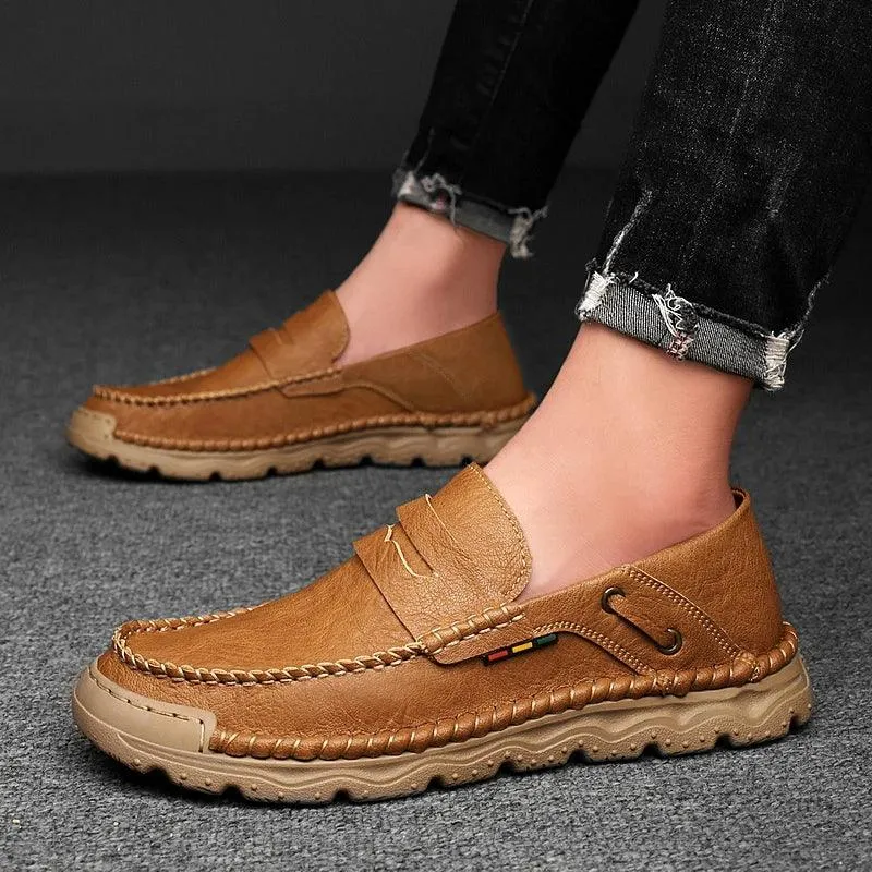 Men's Formal Shoes - Casual Thick-Soled Leather Flat Loafers - TSS198