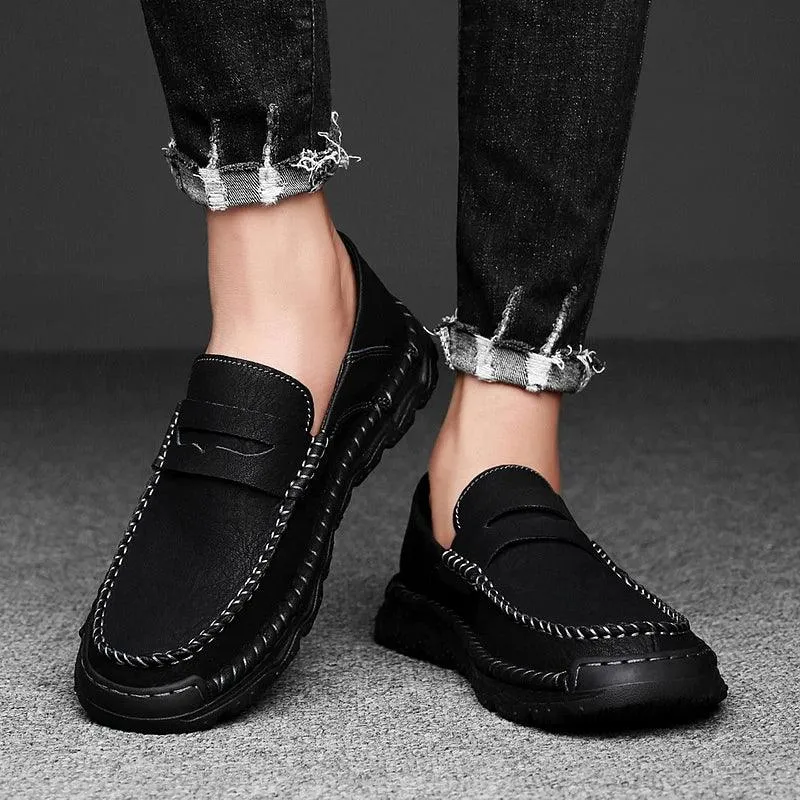Men's Formal Shoes - Casual Thick-Soled Leather Flat Loafers - TSS198
