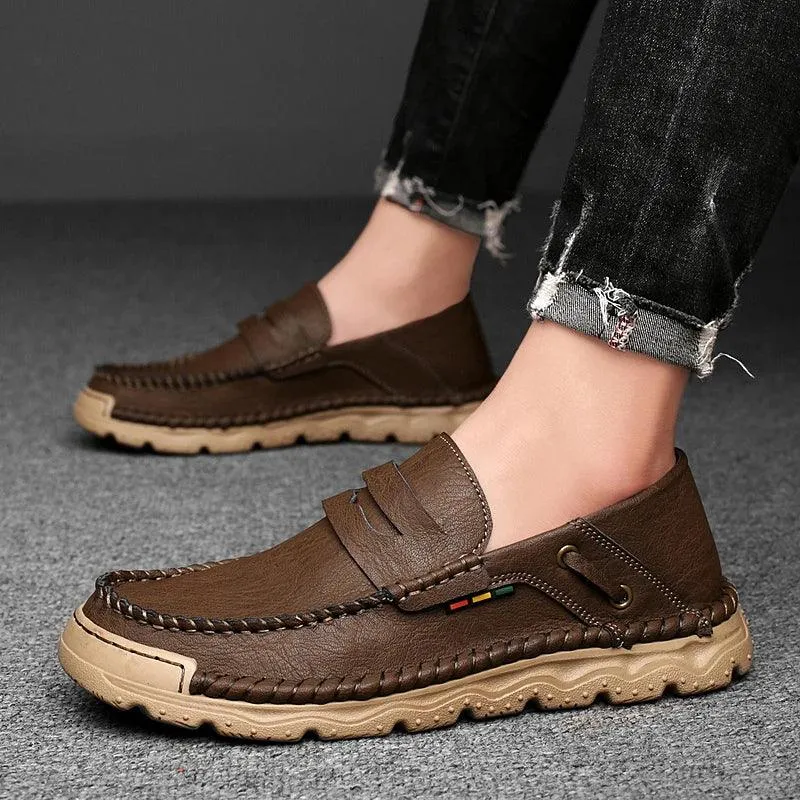 Men's Formal Shoes - Casual Thick-Soled Leather Flat Loafers - TSS198