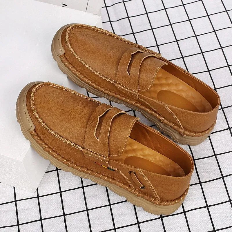 Men's Formal Shoes - Casual Thick-Soled Leather Flat Loafers - TSS198