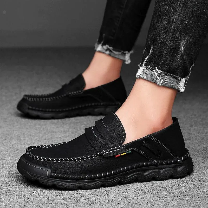 Men's Formal Shoes - Casual Thick-Soled Leather Flat Loafers - TSS198