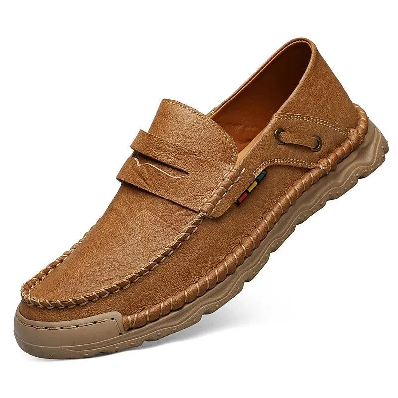 Men's Formal Shoes - Casual Thick-Soled Leather Flat Loafers - TSS198