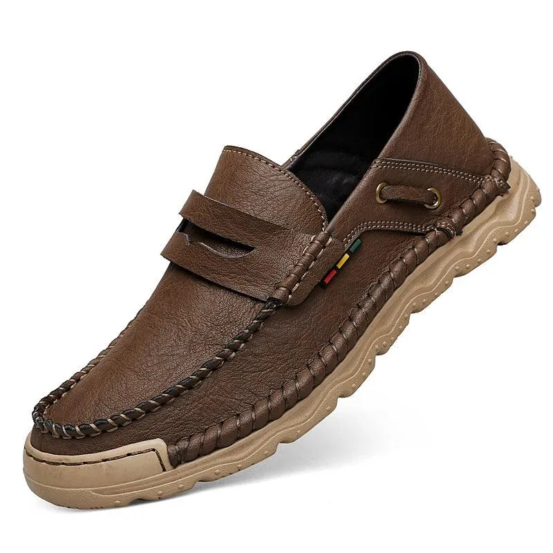 Men's Formal Shoes - Casual Thick-Soled Leather Flat Loafers - TSS198