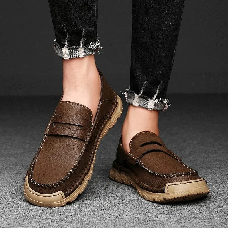 Men's Formal Shoes - Casual Thick-Soled Leather Flat Loafers - TSS198