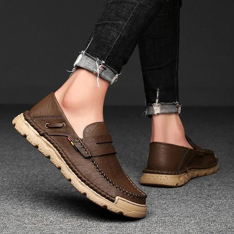 Men's Formal Shoes - Casual Thick-Soled Leather Flat Loafers - TSS198
