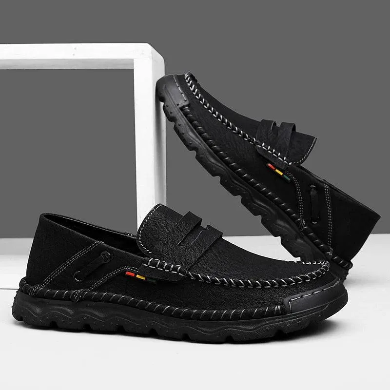 Men's Formal Shoes - Casual Thick-Soled Leather Flat Loafers - TSS198