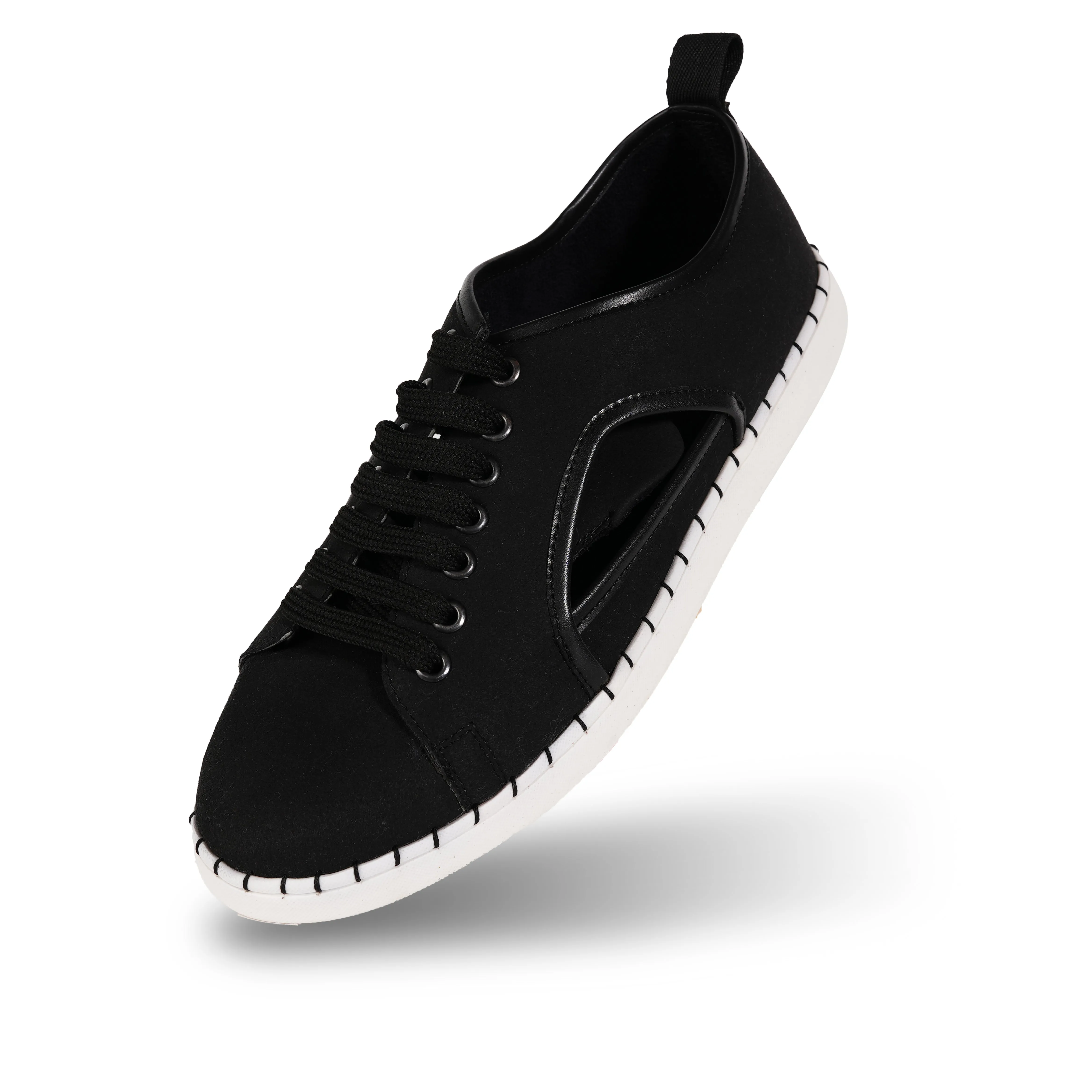 Monkstory Cut-Out Sneakers - Black