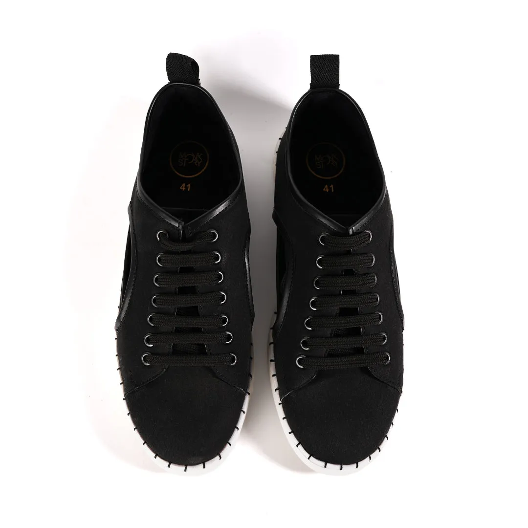 Monkstory Cut-Out Sneakers - Black