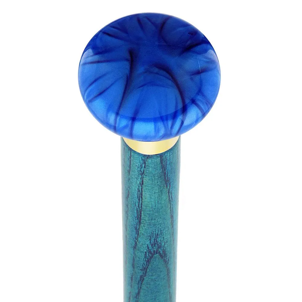 Nostalgia Pearl Blue Flat Top Cane w/ Custom Color Ash Shaft & Collar