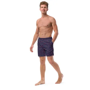 Pink Hearts Men's Swim Trunks, Valentine's Day Print Cute Quick Drying Comfortable Swim Trunks For Men - Made in USA/EU/MX