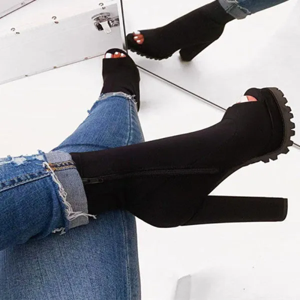 Purpdrank - Black Fashion Hollowed Out Patchwork Solid Color Pointed Wedges Shoes